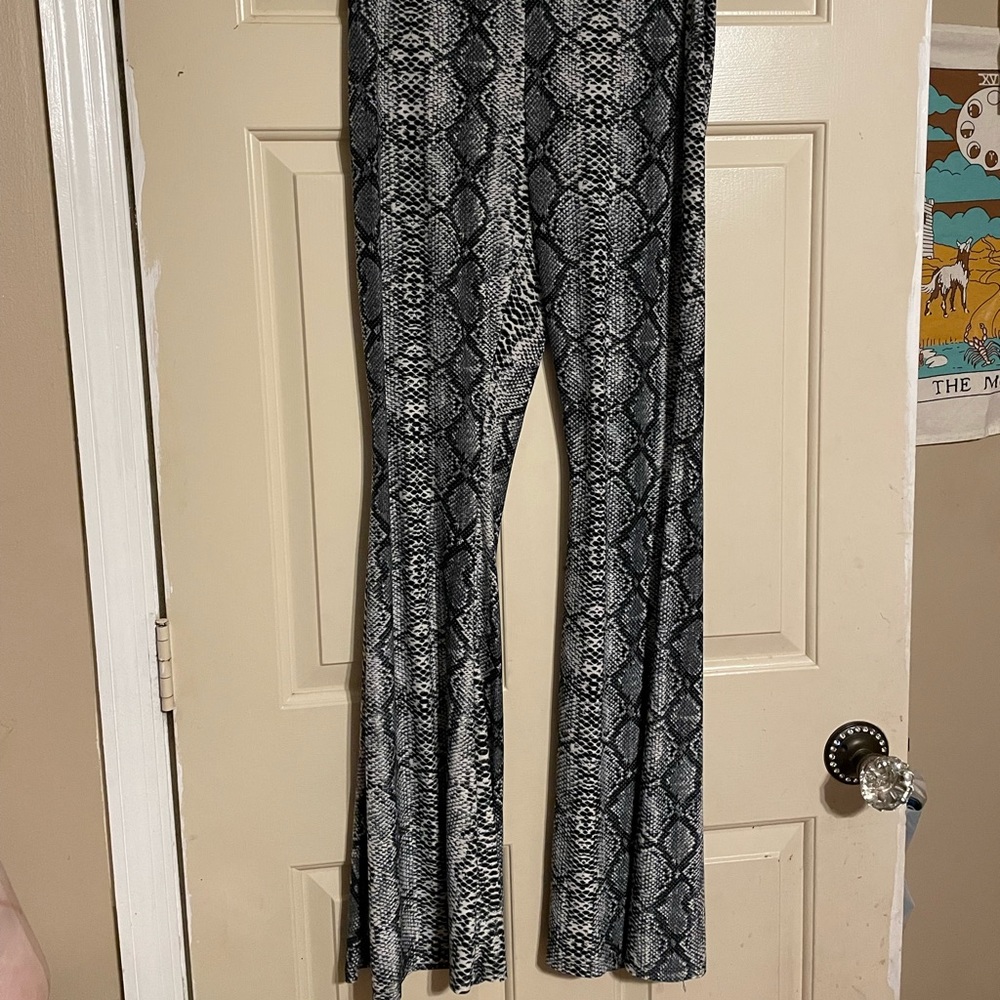 Snake print flare pants